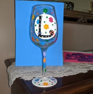 Initial L Wineglass